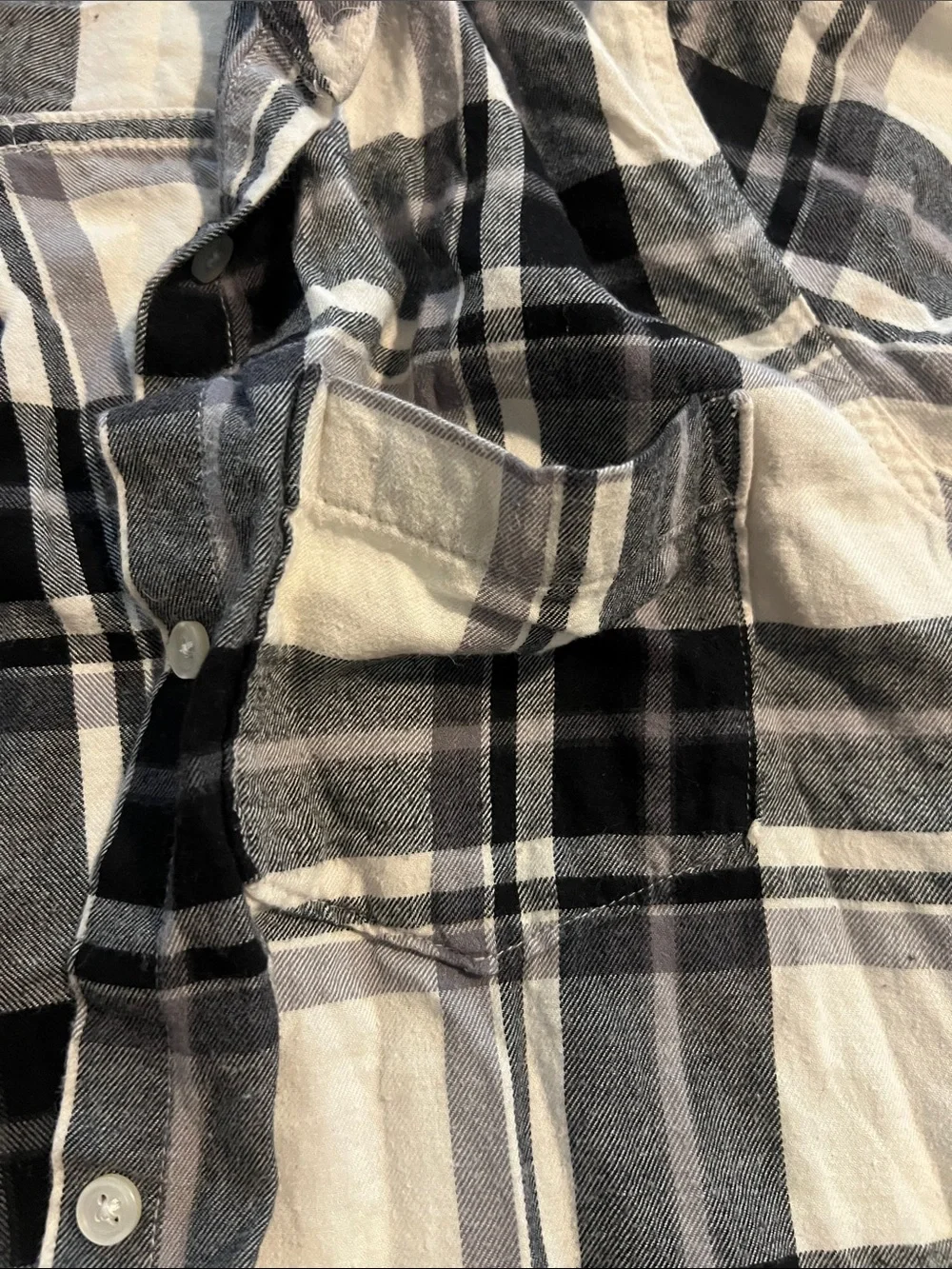 Old Navy Black & White Plaid Girls' Button-Down Shirt